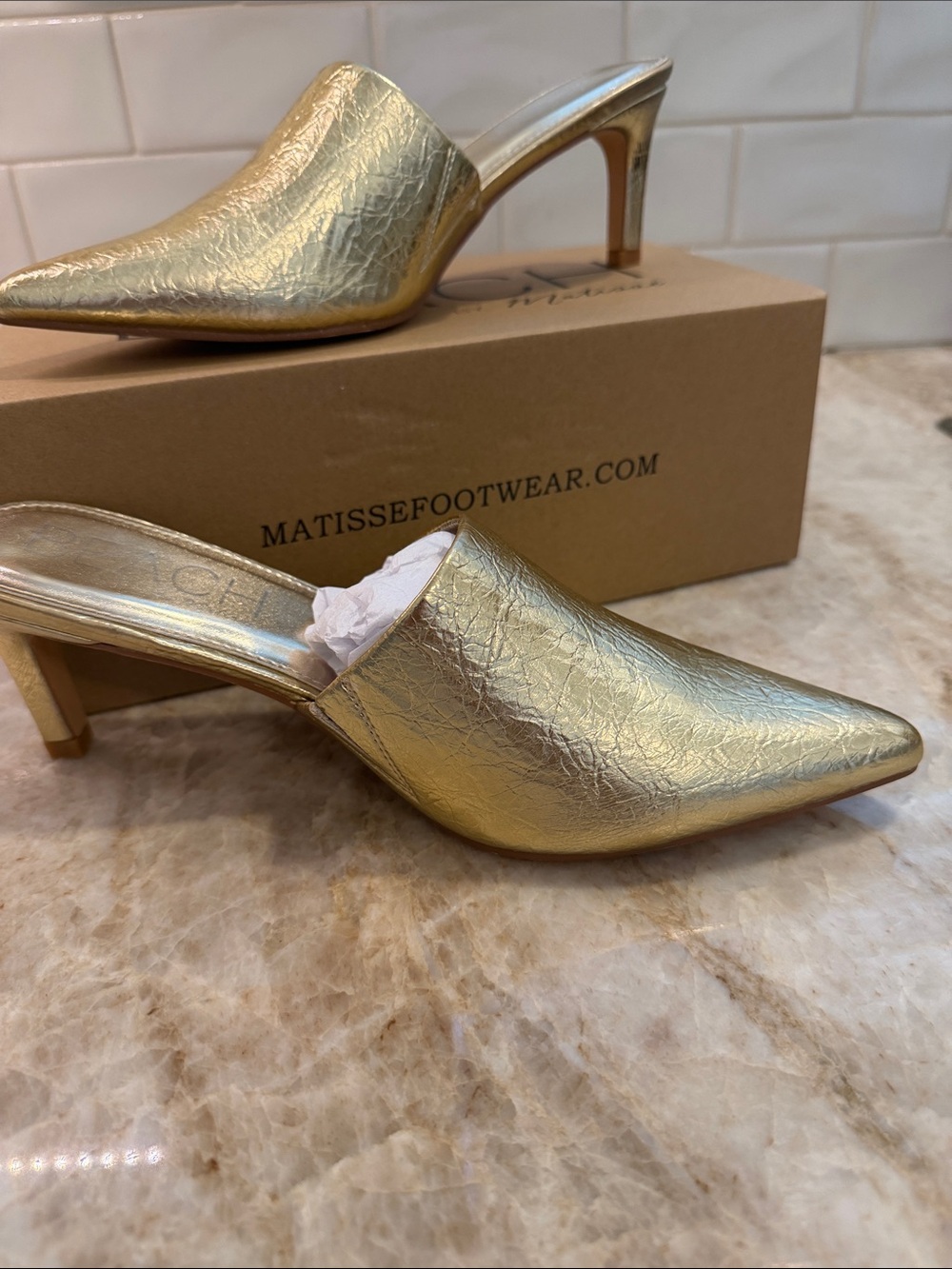 Matisse Metallic Gold Pointed Slip-On Mules